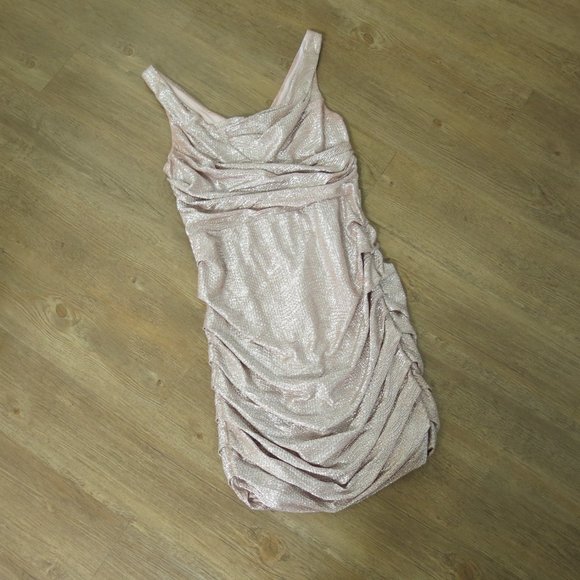 Express Pink Shimmery Rouched Bodycon Party Dress - Picture 4 of 14